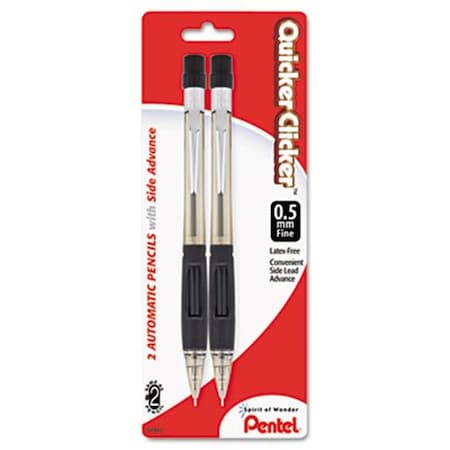 Pentel Pentel PD345BP2K6 Quicker Clicker Mechanical Pencil  0.5 mm  Smoke  2-Pk PD345BP2K6